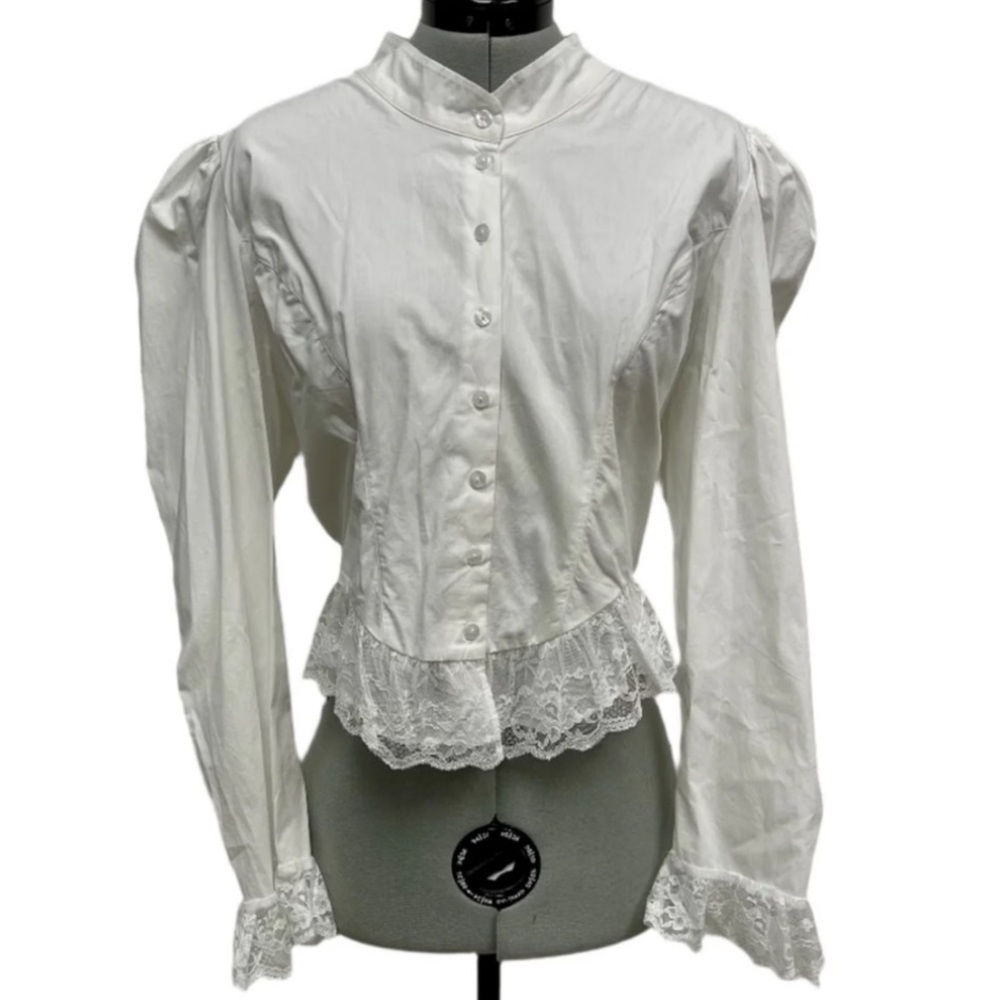 NWOT Batsheva 6 Grace Blouse White 
Victorian Cottagecore Prairie Lace Poplin - Picture 5 of 11